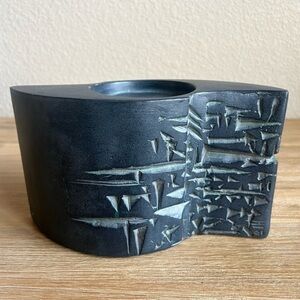 Asymmetrical Black and Gray Ceramic Art Piece Alexander Danel Austin Sculpture